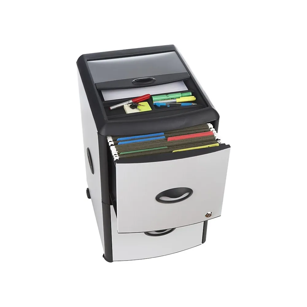 File Cabinets*Storex Deluxe 2-Drawer Mobile Vertical File Cabinet, Letter Size, Lockable, 23"H x 15"W x 19"D, Metal (61352U01C)