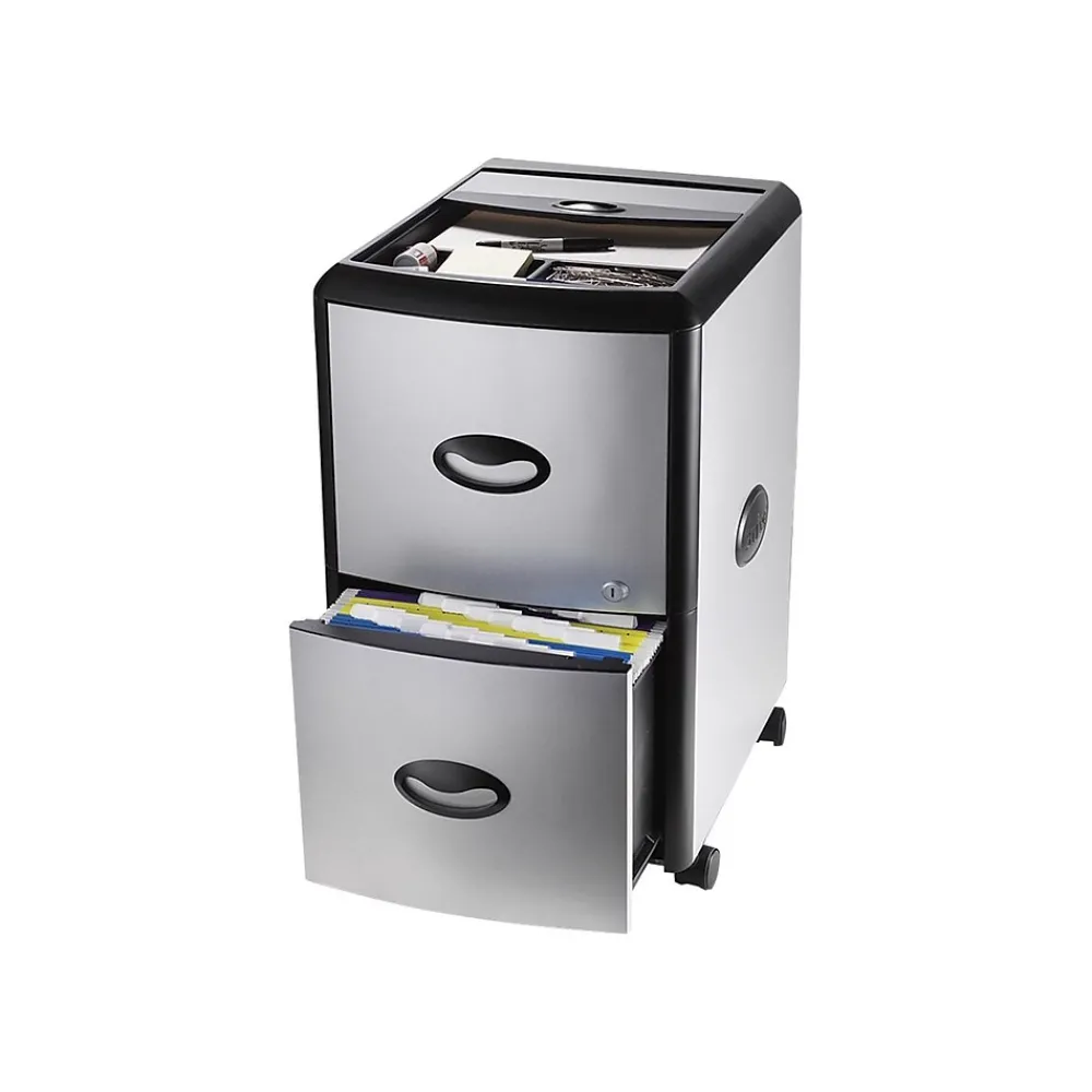 File Cabinets*Storex Deluxe 2-Drawer Mobile Vertical File Cabinet, Letter Size, Lockable, 23"H x 15"W x 19"D, Metal (61352U01C)