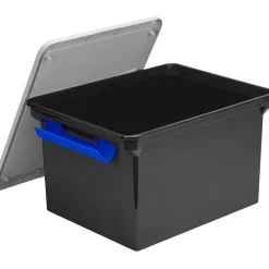 File Storage|Storex Letter/Legal Portable File Tote Storage Box With Locking Handle, Letter/Legal Size, Black (STX61543U01C)