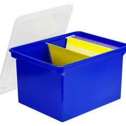 File Storage|Storex Plastic Locking File Tote, Letter/Legal, Blue (STX61554U01C)