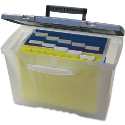 File Storage|Storex Portable File Storage Box With Organizer Lid, Letter/Legal Size, Clear (STX61511U01C)