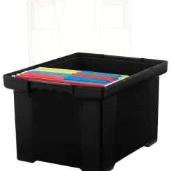 File Storage|Storex Storage Plastic File Tote with Comfort Grips, Letter/Legal Size, Black/Clear (61528U01C)