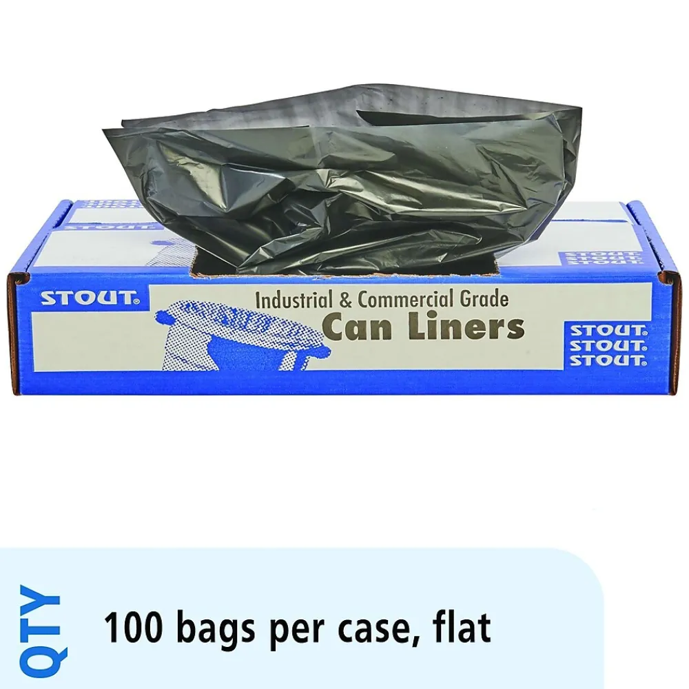 65 Gallon Industrial Trash Bag, 51" x 50", 1.5 mil, Brown, 100 Bags/Box (STOT5051B15)<Stout Outlet