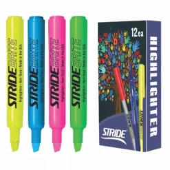 Highlighters|Stride Brite Tank Highlighters, Chisel Tip, Assorted Colors, 12/Pack (42012)