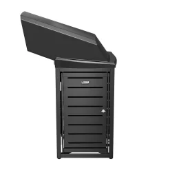 Metal Outdoor Trash Can with Resin Chute Lid, 30 Gallon, Black (MTCSQ305)<Suncast Commercial Online