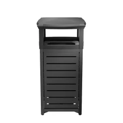 Metal Outdoor Trash Can with 2-Way Lid, 30 Gallon, Black (MTCSQ300)<Suncast Commercial Online