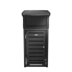 Metal Outdoor Trash Can with 2-Way Lid, 30 Gallon, Black (MTCSQ300)<Suncast Commercial Online