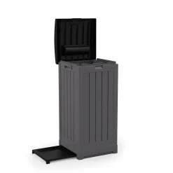 Resin Trash Can with Lid, 39 Gallon, Peppercorn and Black (GH3900)<Suncast Online