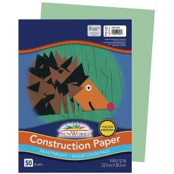 Construction Paper*SunWorks 9" x 12" Construction Paper, Light Green, 50 Sheets (P8103)