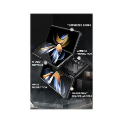 SUPCASE Unicorn Beetle Black Kickstand Case for Samsung Galaxy Z Fold4 (SUP-Galaxy2022-ZFold4-5G-Unicorn-SP-Blac)