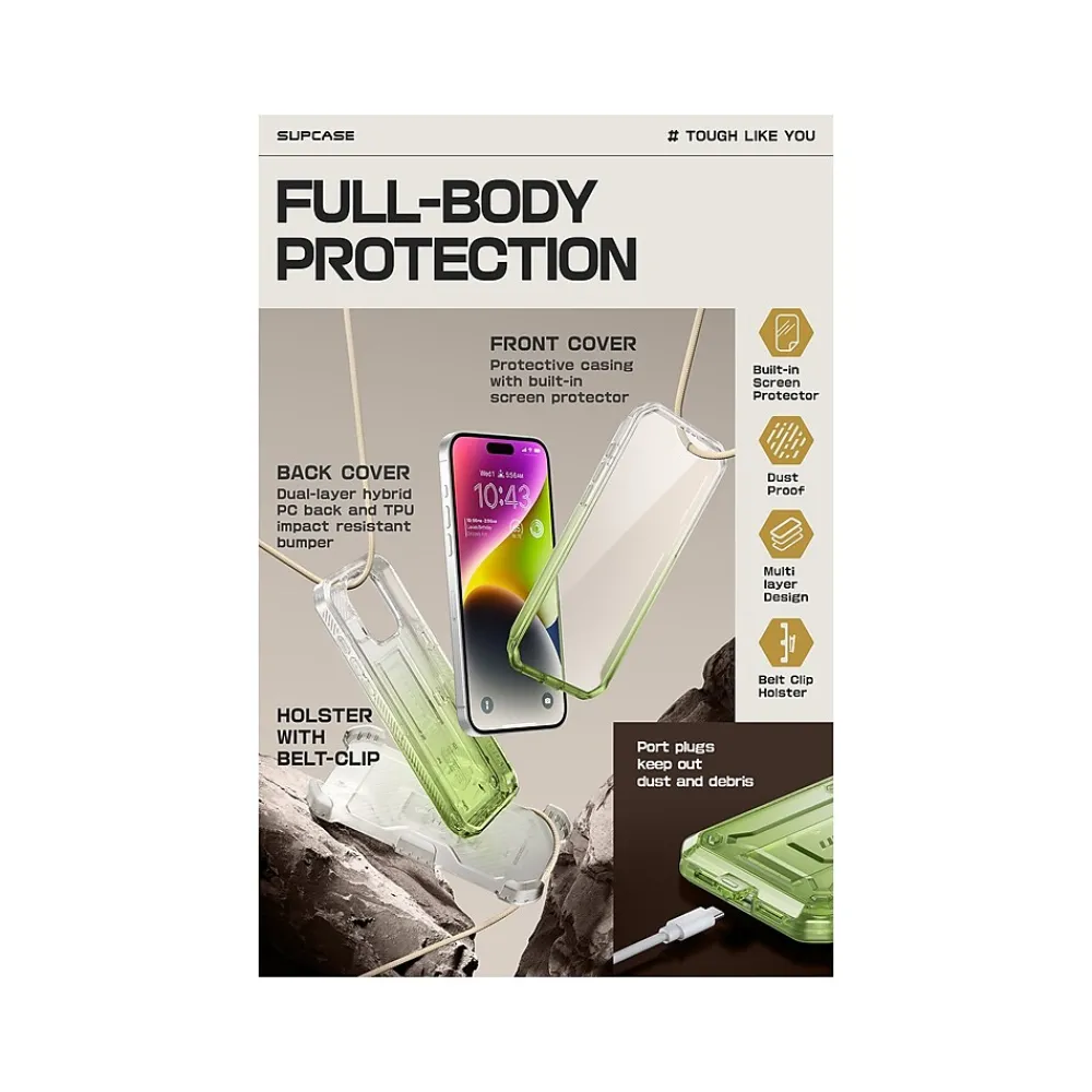 SUPCASE Unicorn Beetle PRO Rugged Case for iPhone 15 Pro Max, Shock-Absorbing, Gradient Green (SPH23MX67UBPSGG)