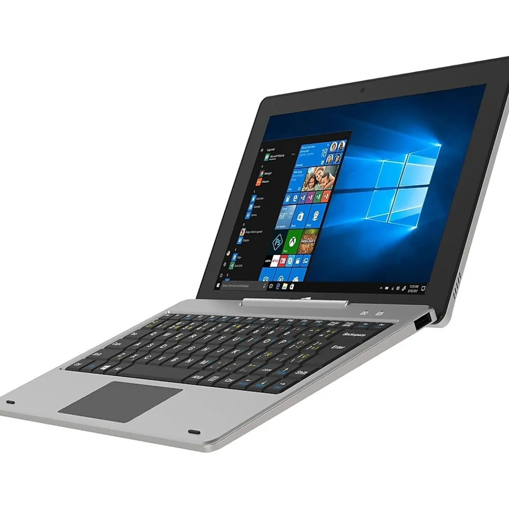 Sonic10 10.1" Tablet with Detachable Keyboard, WiFi, 64GB Storage, Windows 11, Silver (SC-5032WKB)<Supersonic Best