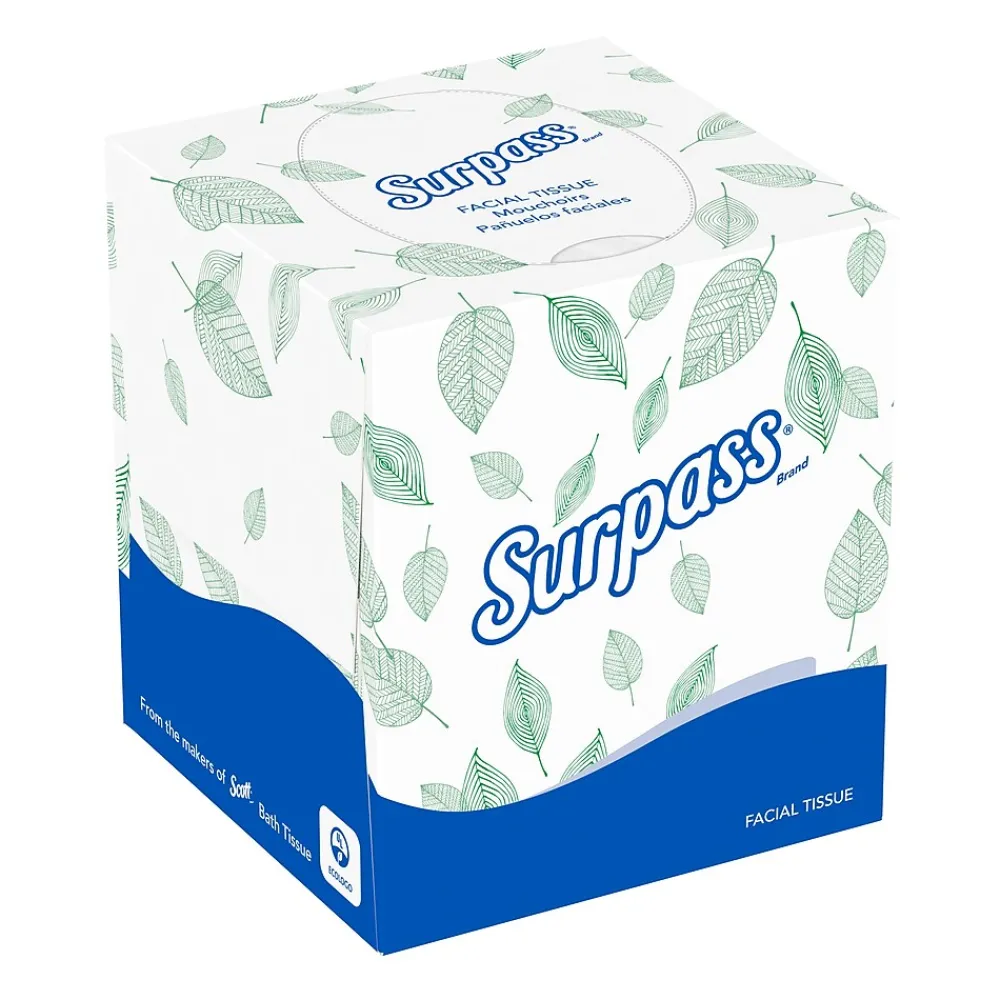 Cube Facial Tissue, 2-ply, White, 90 Sheets/Box, 36 Boxes/Carton (21320)<Surpass