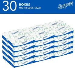 Standard Facial Tissue, 2-Ply, 100 Sheets/Box, 30 Boxes/Pack (21340)<Surpass Clearance