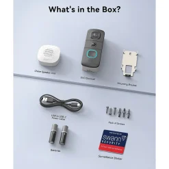 Swann EVO Wireless Video Doorbell Security Camera, Black (SWIFI-SEVDBC-GL)