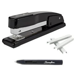 Staplers|Swingline Commercial Desktop Stapler, 20-Sheet Capacity, Black, 5000 Staples (S7044401STP)