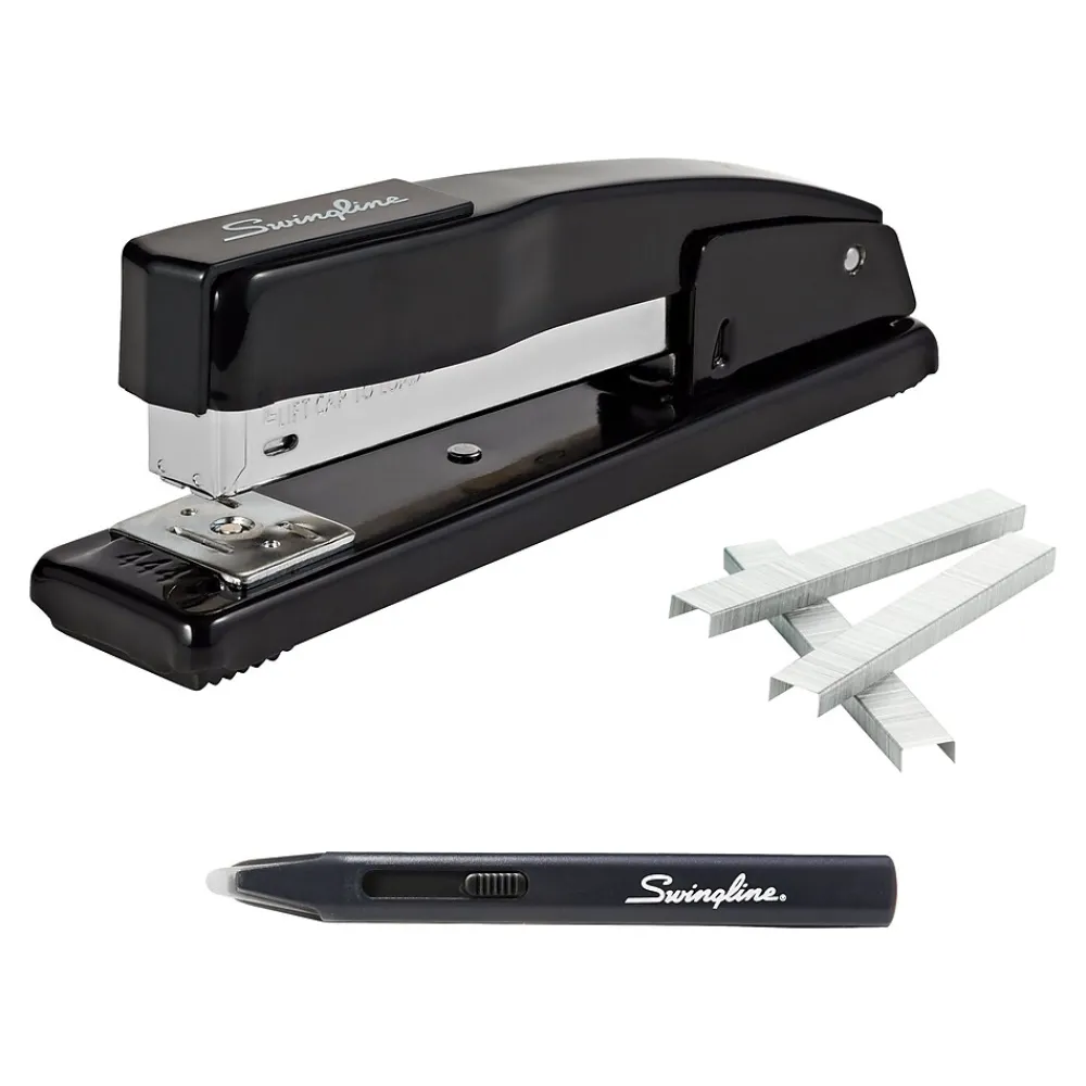 Staplers|Swingline Commercial Desktop Stapler, 20-Sheet Capacity, Black, 5000 Staples (S7044401STP)