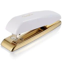 Staplers|Swingline Durable Desktop Stapler, 20-Sheet Capacity, White/Gold (64701)
