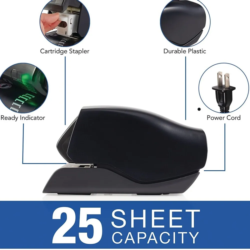 Staplers|Swingline 502e Desktop Cartridge Electric Stapler, 20-Sheet Capacity, Black (50202)