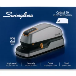 Staplers|Swingline Optima 20 Electric Desktop Stapler, 20-Sheet Capacity, Gray/Silver (48208)
