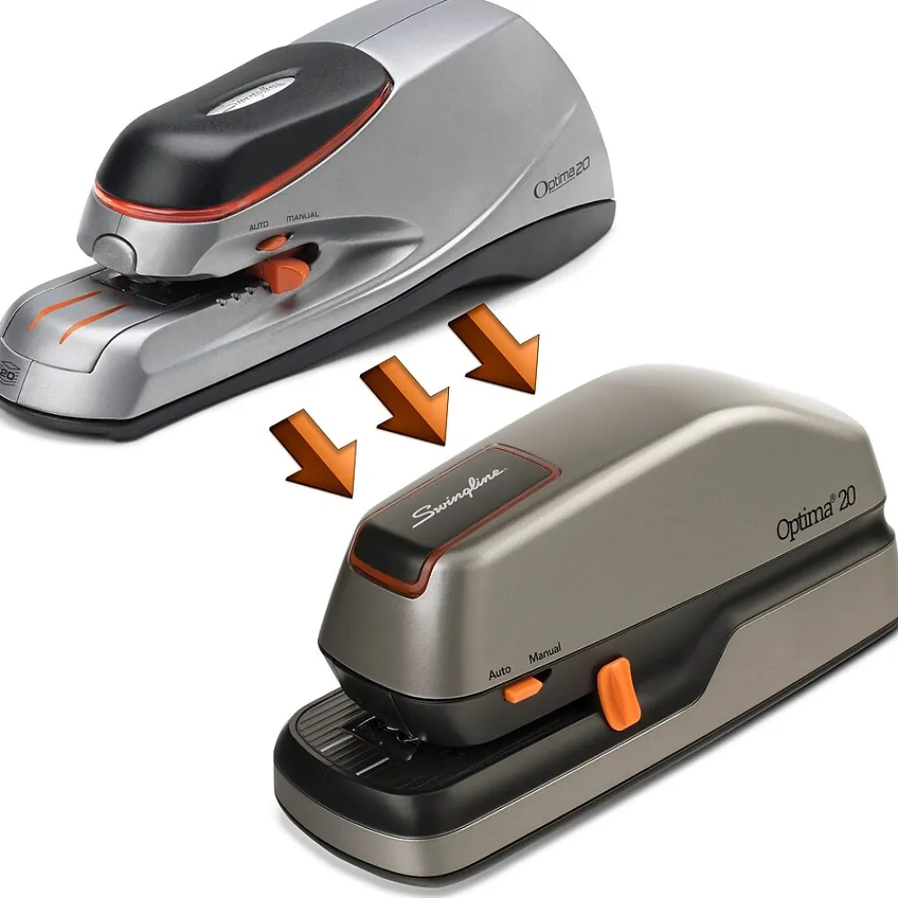 Staplers|Swingline Optima 20 Electric Desktop Stapler, 20-Sheet Capacity, Gray/Silver (48208)
