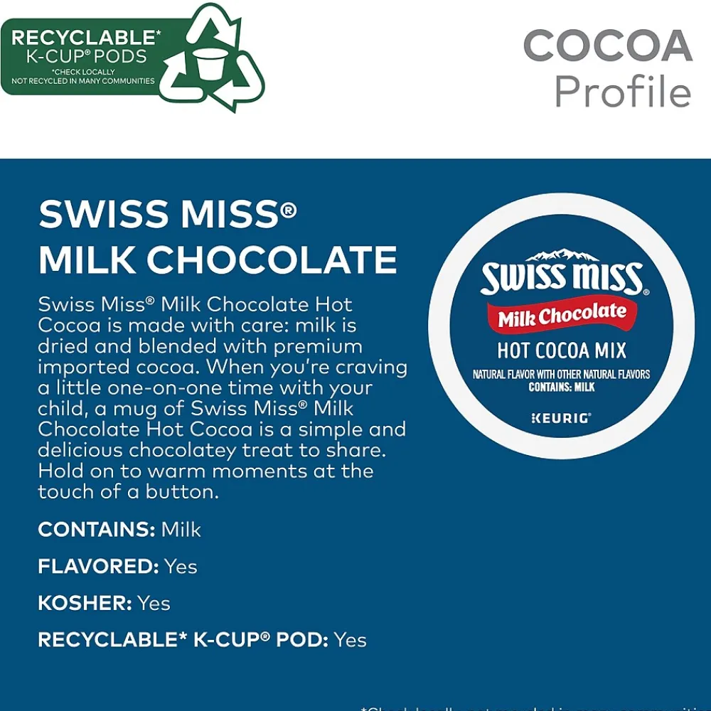 Swiss Miss Milk Chocolate Hot Cocoa, Keurig® K-Cup® Pods, 44/Box (351178)