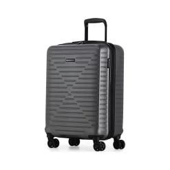 DCA 21.5" Hardside Carry-On Suitcase, 8-Wheeled Spinner, Gray Geometric (HLG1020SM-GREY)<Swiss Mobility