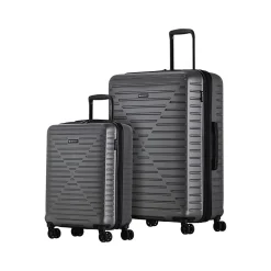 DCA 2-Piece Hardside Spinner Luggage Set, Gray Geometric (HLG1002SM-GREY)<Swiss Mobility New