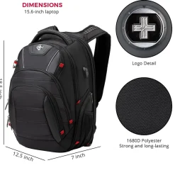 Circuit Laptop Backpack, Black (J14-BR)<SwissDigital New