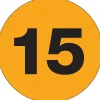 Labels|Tape Logic 1" Circle "15" Number Label, Fluorescent Orange, 500/Roll