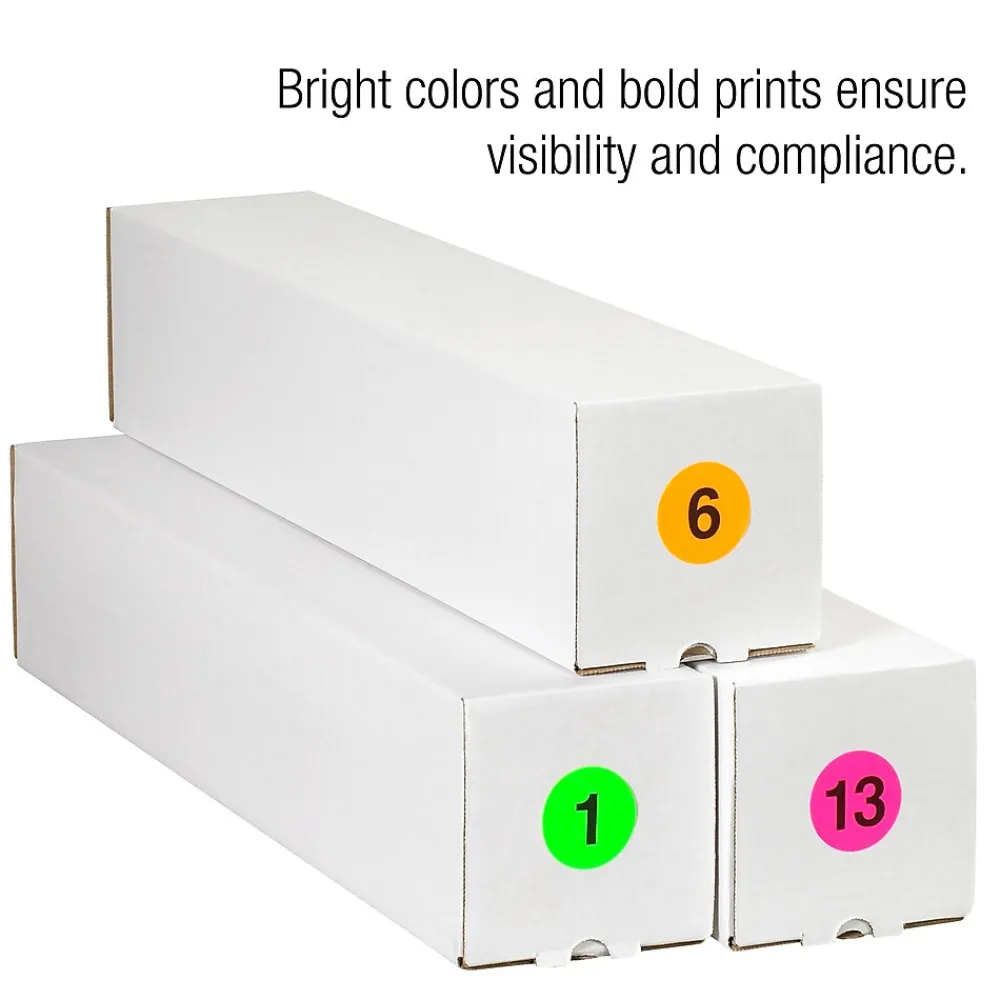 Labels|Tape Logic 2" Circle "13" Number Label, Fluorescent Pink, 500/Roll
