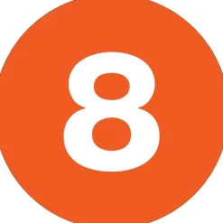 Labels|Tape Logic 1" Circle "8" Number Label, Orange, 500/Roll