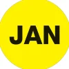Labels|Tape Logic 2" Circle "JAN" Months of the Year Label, Fluorescent Yellow, 500/Roll