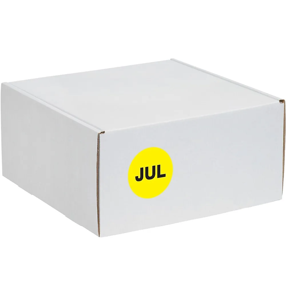 Labels|Tape Logic 1" Circle "JUL" Month of the Year Labels, Fluorescent Yellow, 500/Roll