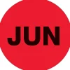 Labels|Tape Logic 1" Circle "JUN" Month of the Year Labels, Fluorescent Red, 500/Roll