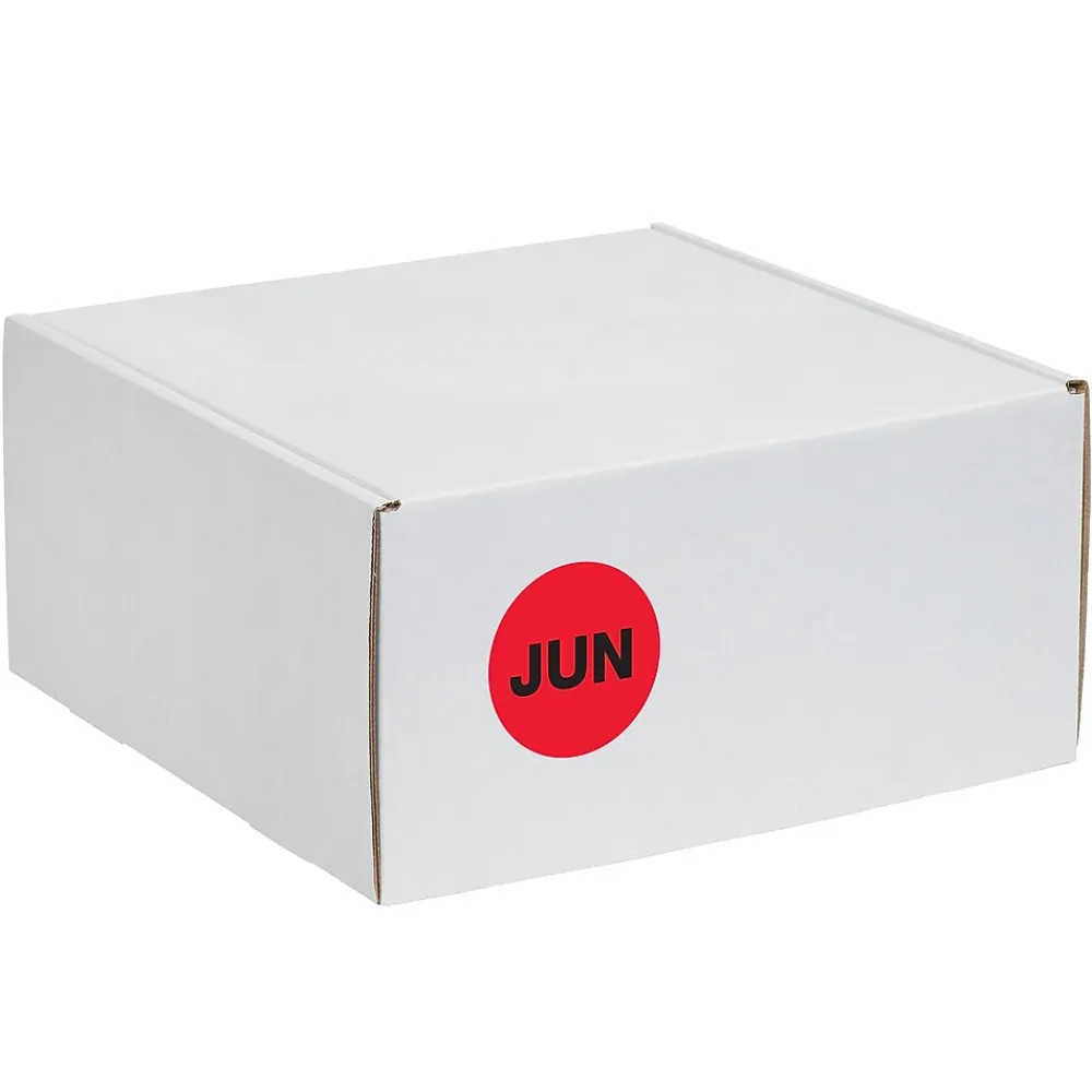 Labels|Tape Logic 1" Circle "JUN" Month of the Year Labels, Fluorescent Red, 500/Roll