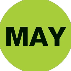 Labels|Tape Logic 1" Circle "MAY" Month of the Year Labels, Fluorescent Green, 500/Roll