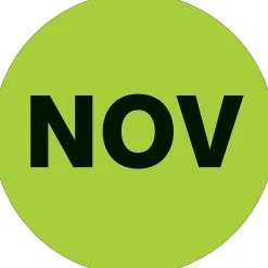 Labels|Tape Logic 2" Circle "NOV" Months of the Year Label, Fluorescent Green, 500/Roll