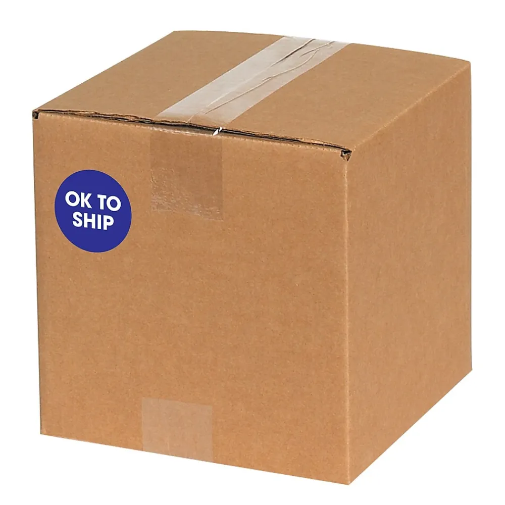 Labels|Tape Logic 2" Circle "OK To Ship" Pre Printed Inventory Label, Blue, 500/Roll