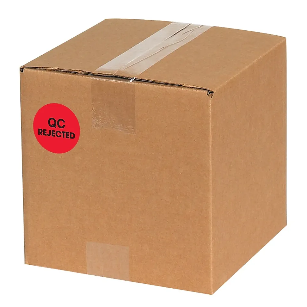 Labels|Tape Logic 2" Circle "QC Rejected" Label, Fluorescent Red, 500/Roll