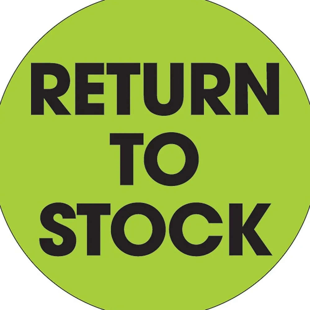 Labels|Tape Logic 2" Circle "Return To Stock" Label, Fluorescent Green, 500/Roll