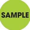 Labels|Tape Logic 2" Circle "Sample" Label, Fluorescent Green, 500/Roll