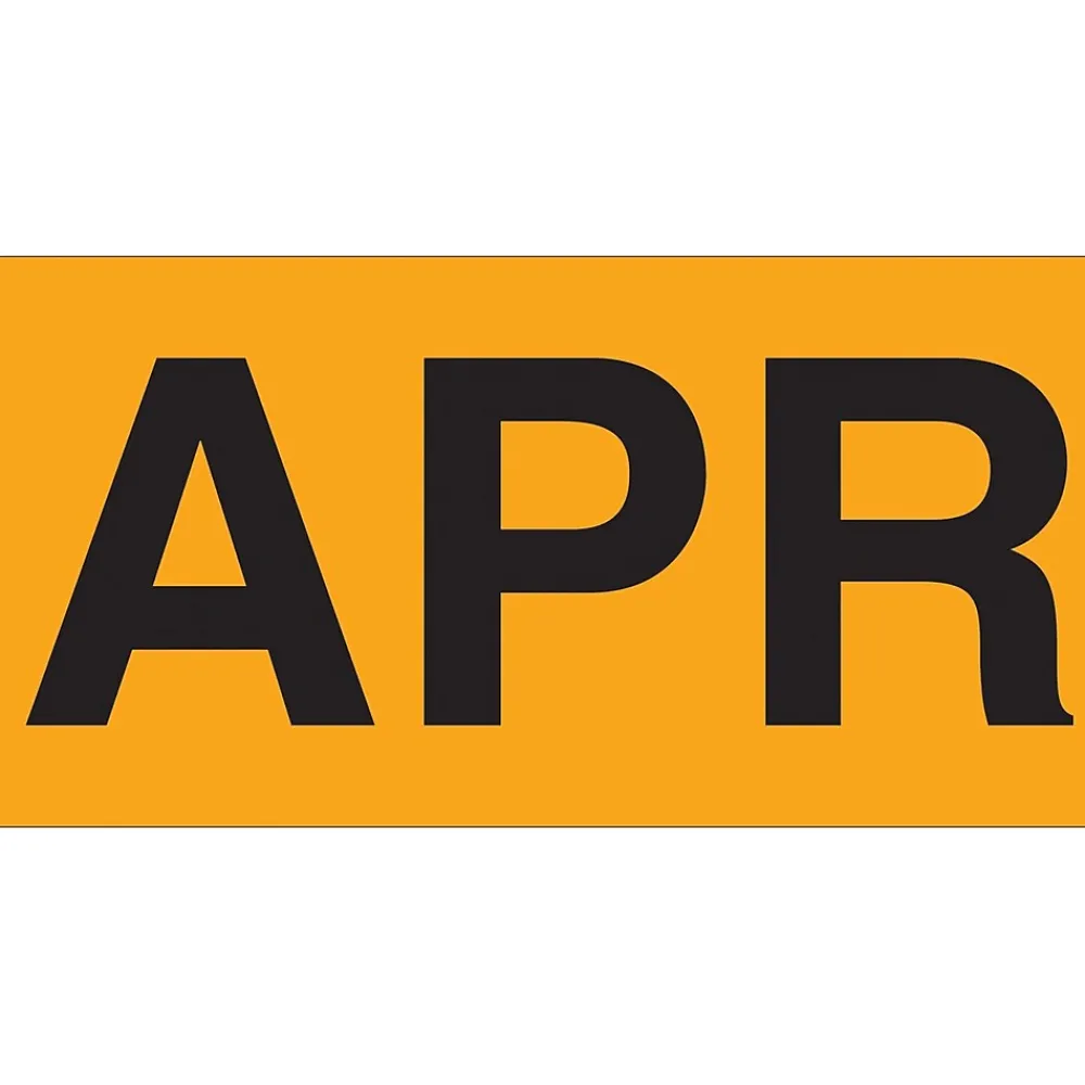 Labels|Tape Logic 3" x 2" Rectangle "APR" Months of the Year Label, Fluorescent Orange, 500/Roll