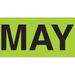 Labels|Tape Logic 6" x 3" Rectangle "MAY" Months of the Year Label, Fluorescent Green, 500/Roll
