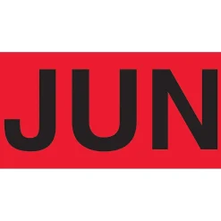 Labels|Tape Logic 3" x 2" Rectangle "JUN" Months of the Year Label, Fluorescent Red, 500/Roll