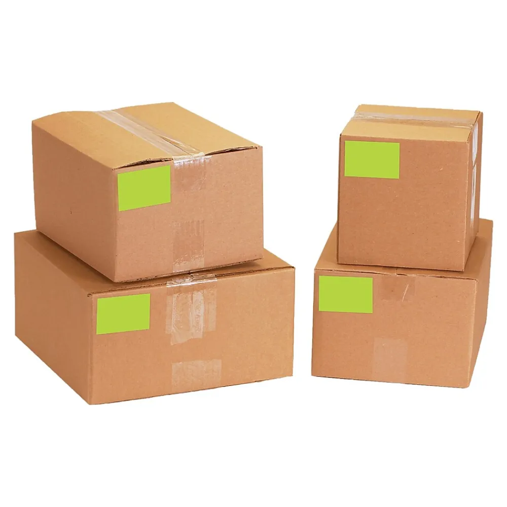 Labels|Tape Logic 5" x 3" Rectangle Inventory Label, Fluorescent Green, 500/Roll