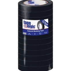 Online Tape Logic ™ 3/4" x 60 Yards Masking Tape, Black, 12 Rolls (T93400312PKB)