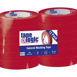 Discount Tape Logic ™ 1" x 60 Yards Masking Tape, Red, 12 Rolls (T93500312PKR)