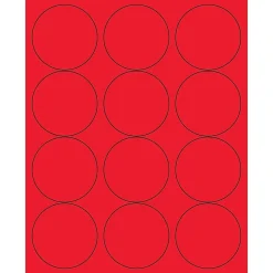 Clearance Tape Logic ® Circle Laser Labels, 2 1/2", Fluorescent Red, 1200/Case (LL194RD)