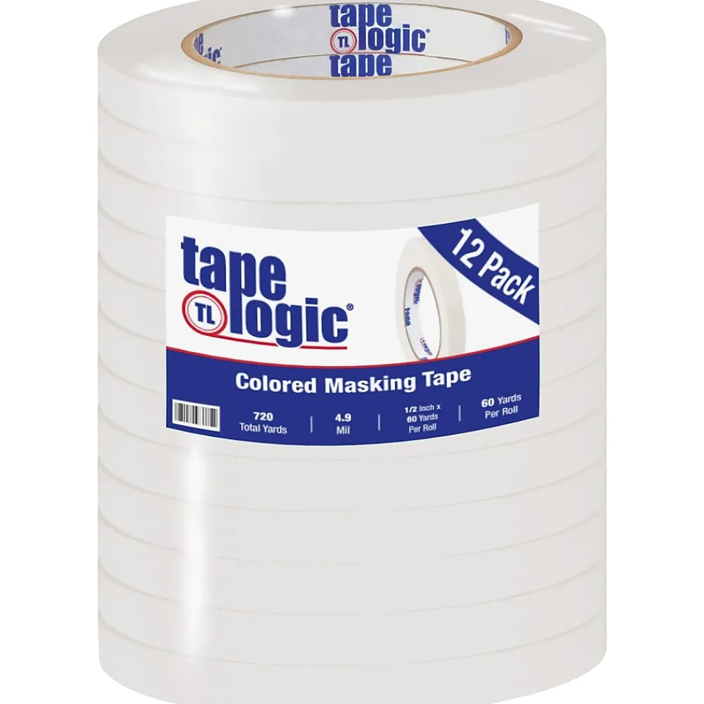 Best Tape Logic ® Colored Masking Tape, 4.9 Mil, 1/2" x 60 yds., White, 12/Case (T93300312PKW)